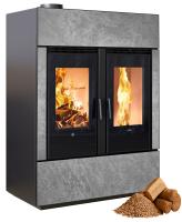 Klover DUAL AIR Hybrid Kombi Kaminofen Holz Pellet Soap Stone/Stahl 17,81 kw